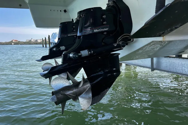  Yacht Photos Pics 2017 Formula 350 Crossover Bowrider OB with MerCruiser outboard engines in water.