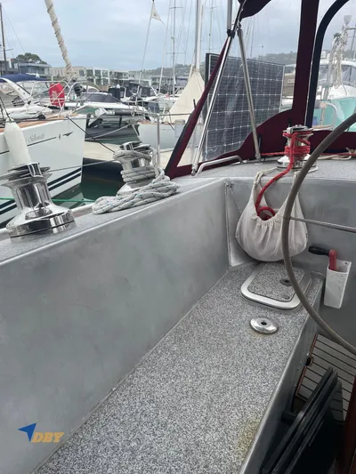 Rubicon Yacht Photos Pics 2022 Radford 15.2 yacht cockpit with winches and marina view.