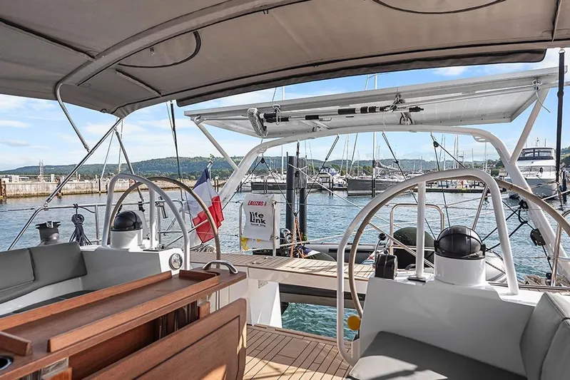  Yacht Photos Pics Sailing yacht Garcia 45 Explorer 2025, docked in a marina with scenic views.