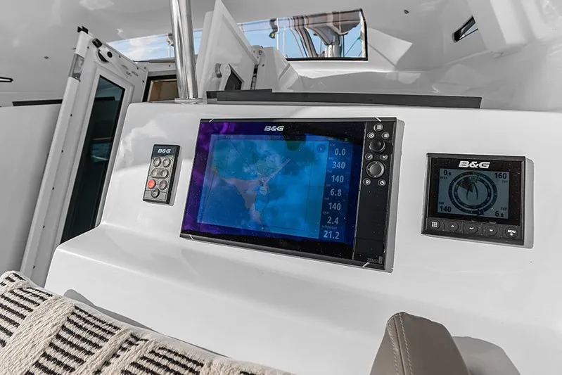  Yacht Photos Pics Garcia 45 Explorer 2025 yacht cockpit with B&G navigation displays and controls.