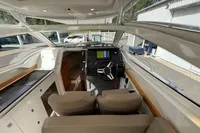 Interior of 2019 Nimbus W 9 boat with modern helm and seating.