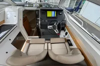 2019 Nimbus W 9 boat cockpit with modern steering and navigation system.