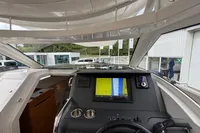 Cockpit view of 2019 Nimbus W 9 boat with navigation display.