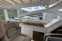 Interior of 2019 Nimbus W 9 boat with seating and kitchenette, Lake Constance registration.