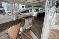 2019 Nimbus W 9 yacht interior with seating, table, and helm, Lake Constance registration.