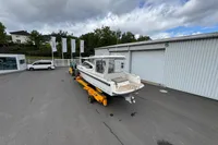 2019 Nimbus W 9 boat on trailer at Lake Constance registration area.