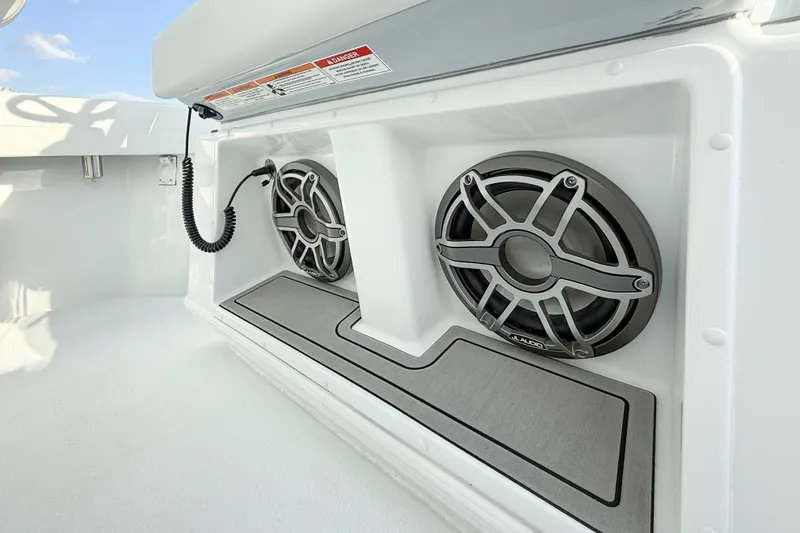  Yacht Photos Pics 2026 Yellowfin 34 Offshore boat featuring JL Audio speakers on deck.