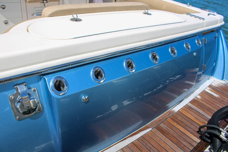 Washed Up Yacht Photos Pics Scout 42 Washed Up - Transom with Rod Holders