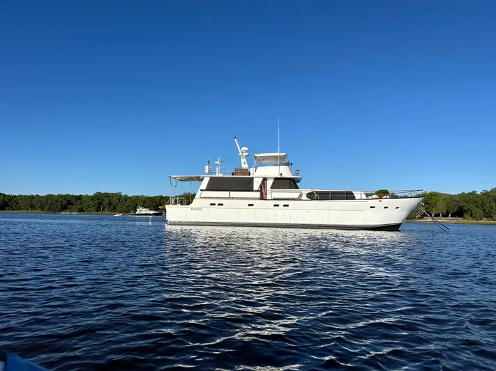 Yacht Photos Pics Pluckebaum Custom 2000 yacht on calm water under clear blue sky.