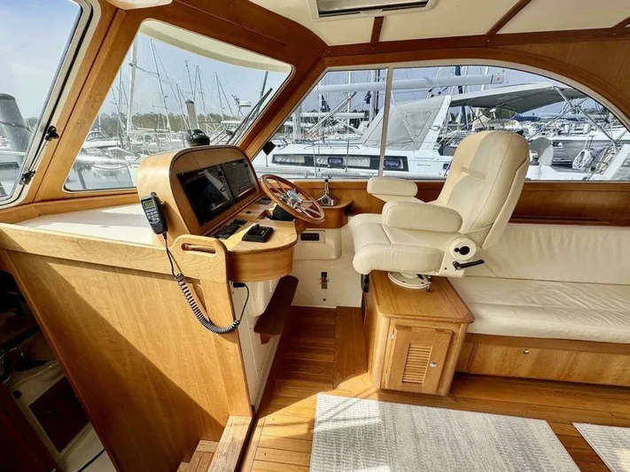 Linda Lou Yacht Photos Pics Interior of a 2018 Legacy 36 yacht with luxurious cockpit.