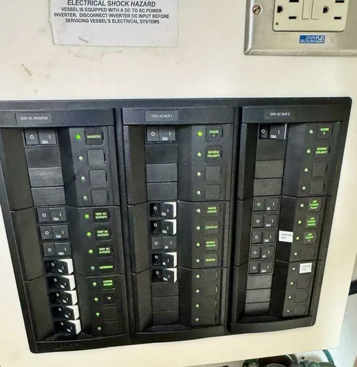Linda Lou Yacht Photos Pics Electrical panel on 2018 Legacy 36 boat.