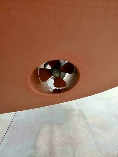 Linda Lou Yacht Photos Pics Bow thruster of a 2018 Legacy 36 boat.