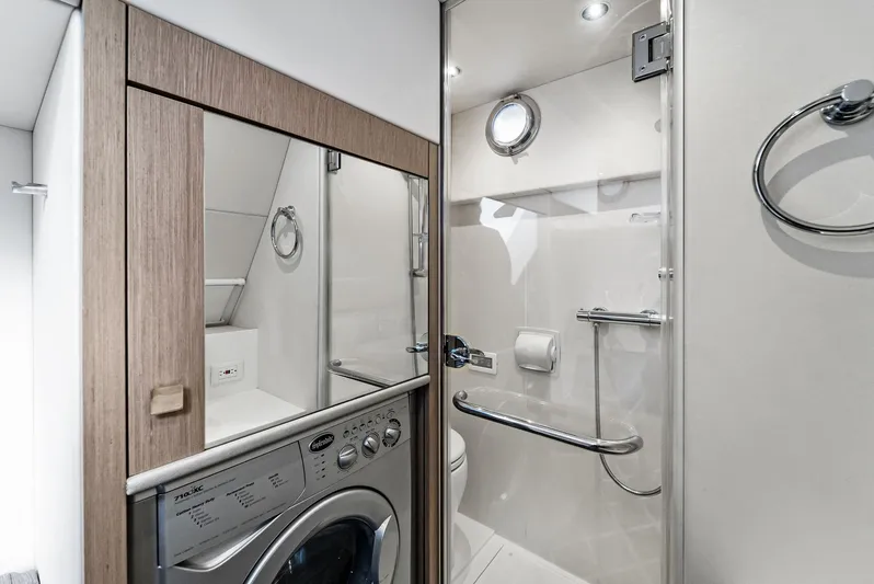 Almost Heaven Yacht Photos Pics Modern bathroom with washer in 2021 Sunseeker Manhattan 52 yacht.