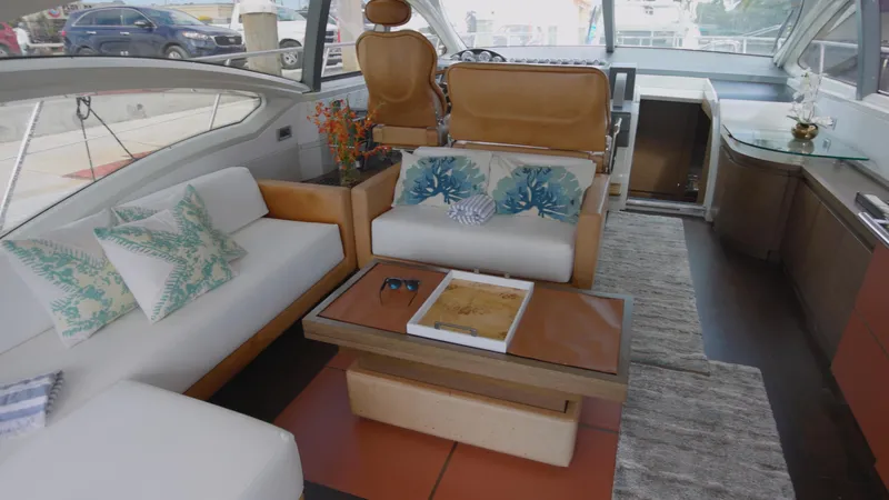  Yacht Photos Pics Luxurious interior of a 2008 Azimut 62S yacht with modern seating and decor.