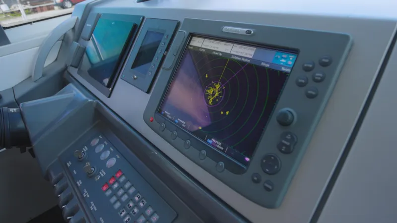  Yacht Photos Pics Navigation system on the 2008 Azimut 62S yacht's control panel.