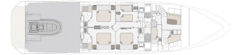  Yacht Photos Pics Floor plan of 2024 Azimut GRANDE 26 M yacht, showcasing cabin and deck layout.