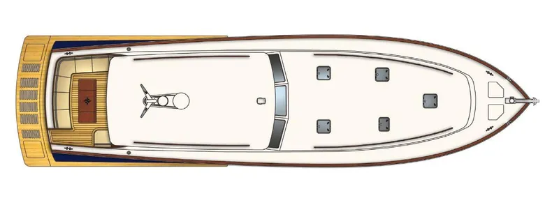 Yacht Photos Pics Top view of a 2009 Vicem Classic 71 yacht layout, showcasing deck design and features.