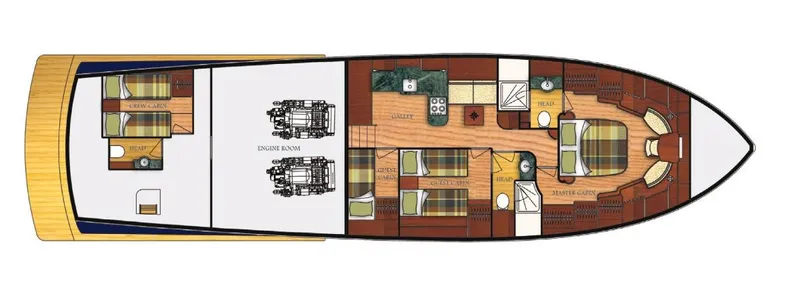 Yacht Photos Pics Floor plan of a 2009 Vicem Classic 71 yacht, showcasing interior layout and engine room.