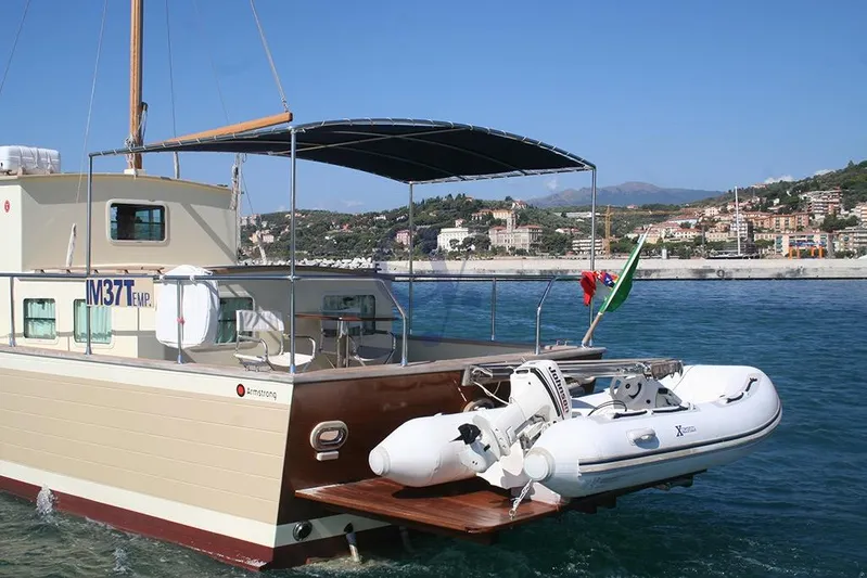  Yacht Photos Pics Sibma Navale Italiana Armstrong 12 yacht, 2012 model, docked with inflatable boat.