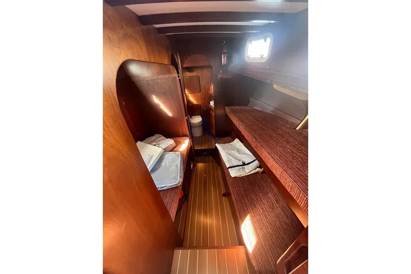  Yacht Photos Pics Interior of 2012 Sibma Navale Italiana Armstrong 12 yacht with wooden furnishings.