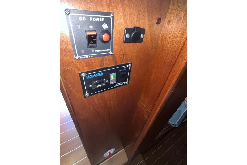  Yacht Photos Pics Control panel on Sibma Navale Italiana Armstrong 12 yacht, 2012 model, featuring DC power switches.