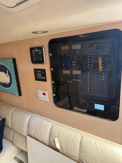 Big Time Yacht Photos Pics Interior of 1996 Tiara Yachts 3500 Express with control panel.