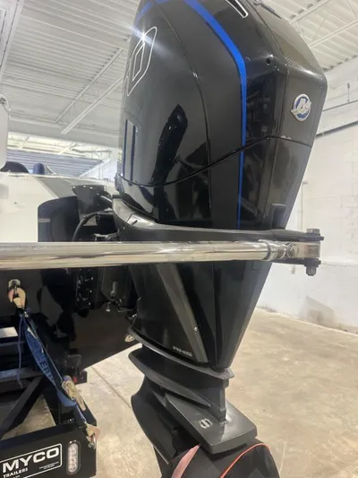  Yacht Photos Pics 2018 Wright Performance 420 boat engine in a garage setting.