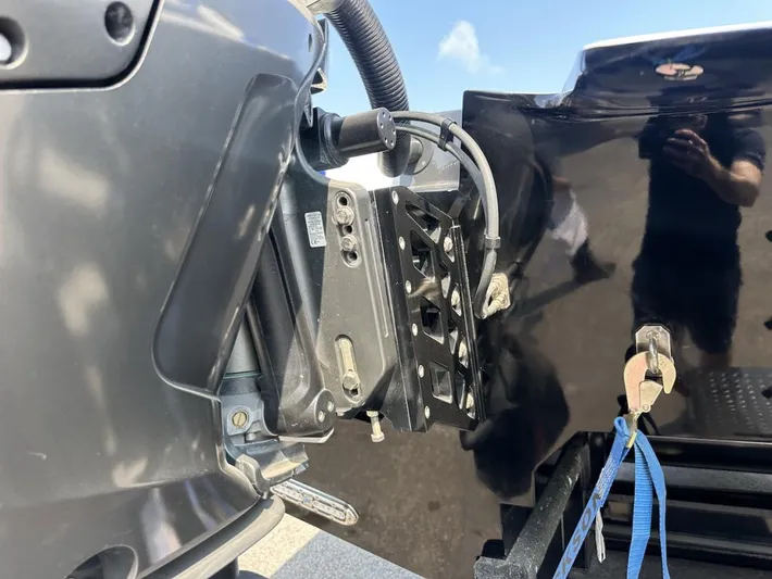  Yacht Photos Pics Close-up of a 2018 Wright Performance 420 boat engine mount and hardware.