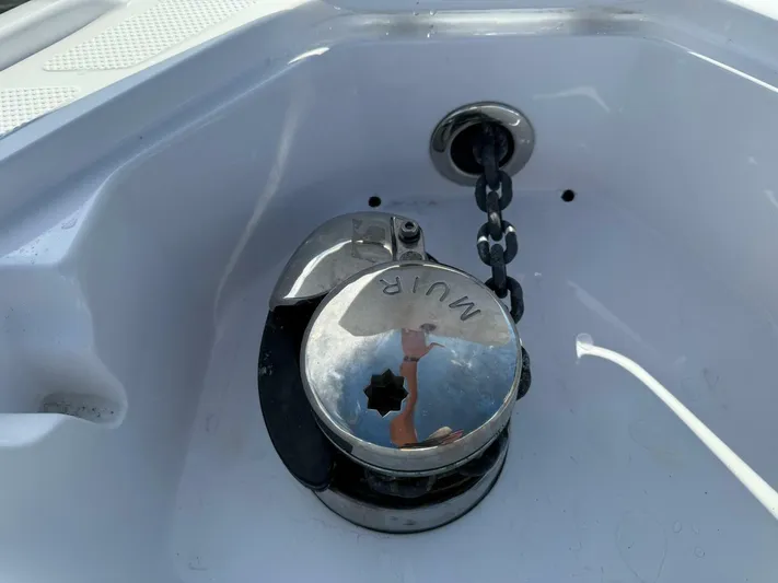  Yacht Photos Pics Anchor chain and winch on 2012 Midnight Express 37 Open boat.