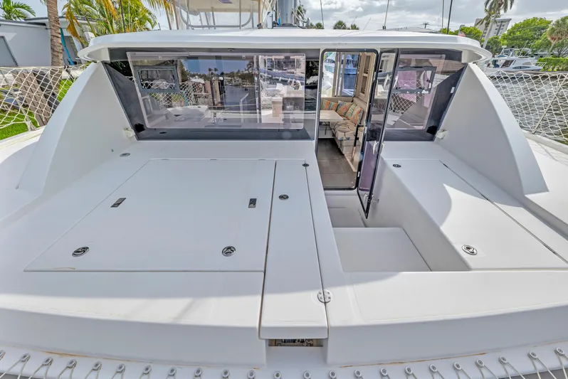  Yacht Photos Pics 2017 Leopard 40 catamaran with spacious deck and open cabin entry.