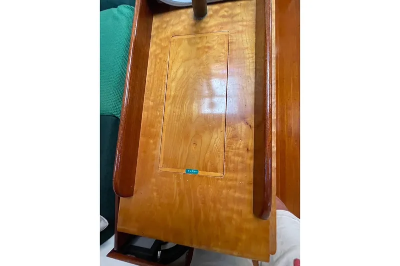 Begonia Yacht Photos Pics Polished wooden surface of 1988 Custom Atkin & Lange Cutter interior.