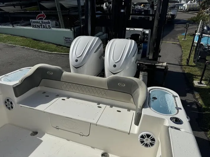  Yacht Photos Pics 2025 Key West 291 FS boat with dual engines at a rental facility.