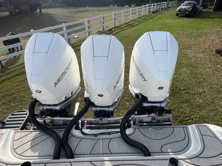  Yacht Photos Pics Three Mercury outboard engines on a 2019 Yellowfin 36 Offshore boat.