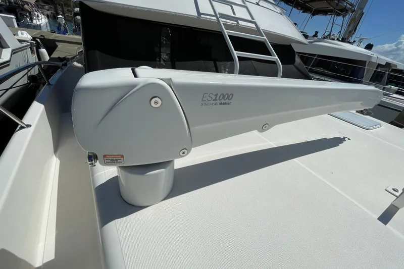  Yacht Photos Pics 2011 Maritimo 56 Cruising Motoryacht with Steelhead Marine ES1000 crane on deck.