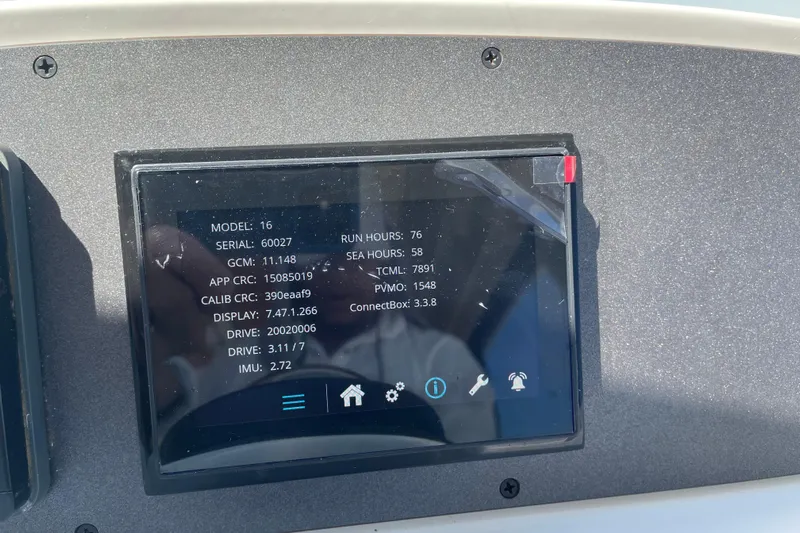  Yacht Photos Pics Dashboard display of a 2011 Maritimo 56 Cruising Motoryacht showing technical data.