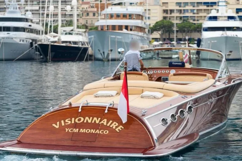 Visionnaire Yacht Photos Pics Luxury J Craft Torpedo 42 yacht in Monaco harbor, 2010 model, elegant design.