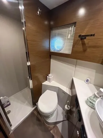  Yacht Photos Pics Bathroom interior of 2018 Cruisers Yachts 42 Cantius with modern fixtures.