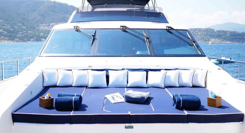  Yacht Photos Pics Luxurious 2006 Couach 3000 Fly yacht with spacious sun deck and scenic ocean view.