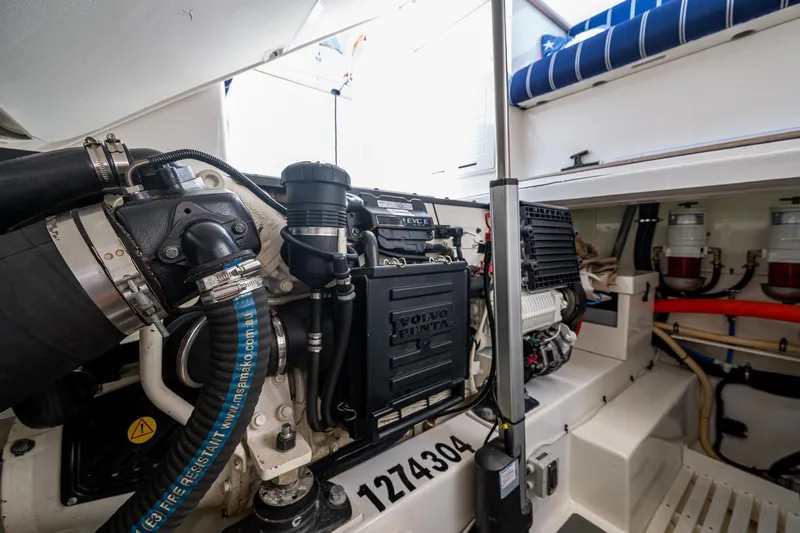 Duet Yacht Photos Pics Engine room of 2017 Grand Banks 44 Eastbay SX with Volvo Penta engine.