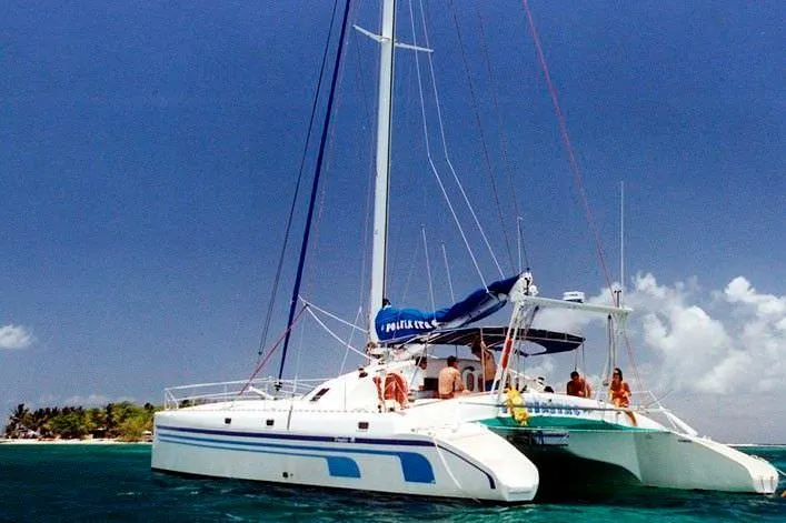  Yacht Photos Pics 2004 Soubise Plaisance Freydis 46 catamaran sailing in tropical waters.