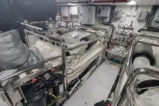  Yacht Photos Pics Engine room of 2022 Azimut Grande 32 Metri yacht, showcasing advanced machinery and equipment.