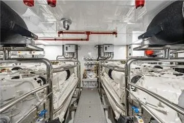  Yacht Photos Pics Engine room of 2022 Azimut Grande 32 Metri yacht, featuring advanced machinery and equipment.