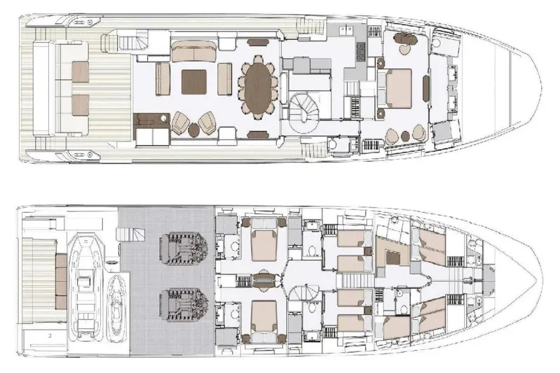  Yacht Photos Pics Floor plan of 2022 Azimut Grande 32 Metri luxury yacht, showcasing interior layout.