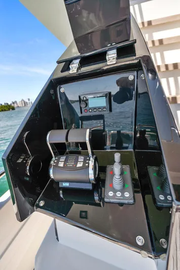Smile Yacht Photos Pics Control panel of 2023 Astondoa 66 Flybridge yacht with modern navigation equipment.