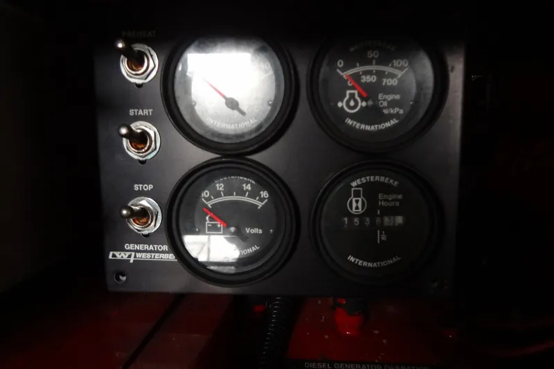 Dream Catcher Yacht Photos Pics Control panel of a 2010 Formula 45 Yacht with Westerbeke generator gauges.