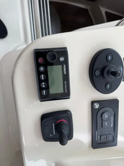  Yacht Photos Pics Control panel of a 2019 Boston Whaler 315 Conquest boat.