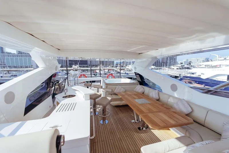  Yacht Photos Pics Luxurious 2018 Sunseeker 95 Yacht interior with elegant seating and modern design.