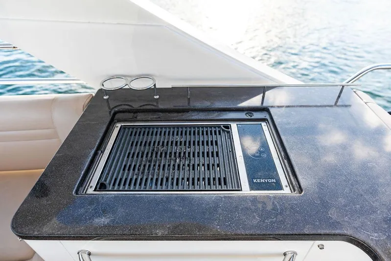  Yacht Photos Pics Outdoor grill on 2015 Sea Ray 510 Fly yacht, featuring sleek countertop design.