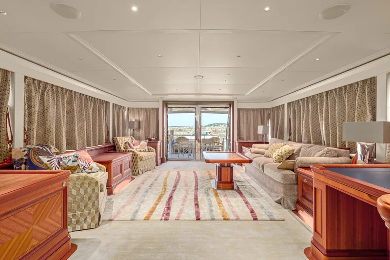 Frivolous Yacht Photos Pics Luxurious 2019 Hunt Yachts motor yacht interior with elegant furnishings and panoramic windows.