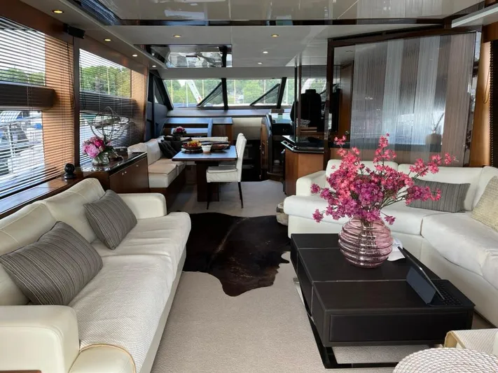  Yacht Photos Pics Luxurious interior of a 2013 Princess 72 Motor Yacht with elegant seating and decor.